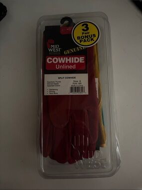 Cowhide Unlined Work Gloves - Red (3-Pair Bonus Pack)